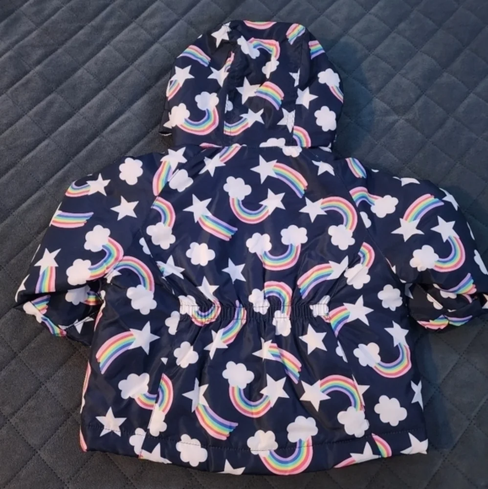 GIRLS NAVY‎ BLUE RAINBOW CLOUD WINTER JACKET SIZE 12-months CHILDREN’S PLACE